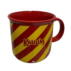 Kahlua Ceramic Coffee Mug Red Yellow Stripe Barware liquor Logo Cup 14 Oz
